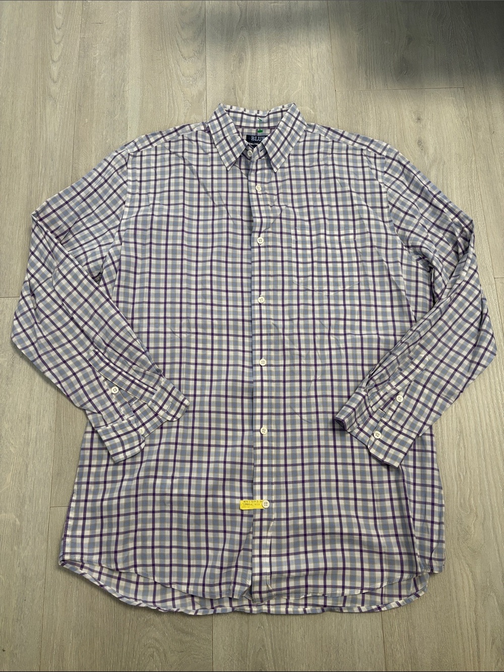 🔥BUNDLESALE Men's L Saks Fifth Avenue Blue Long-Sleeve Plaid Cotton Dress Shirt